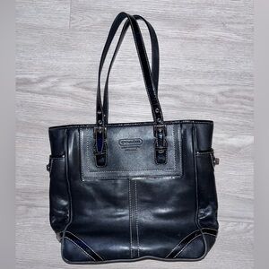 Vintage Coach Black Leather Tote
